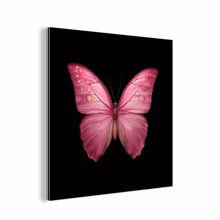 Aluminium schilderij - Vlinder - roze - Elegant — 1