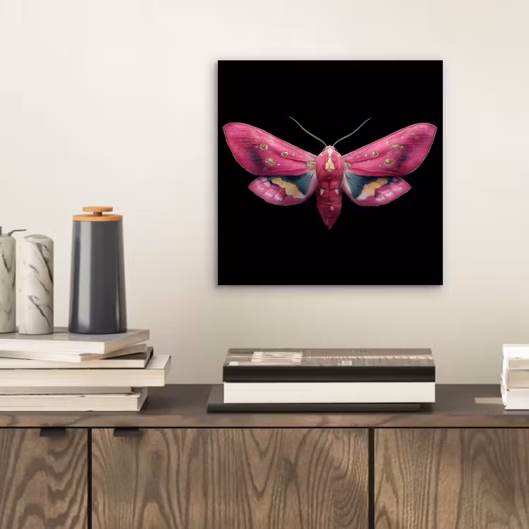 Aluminium schilderij - Vlinder - Roze - Nachtvlinder — 2