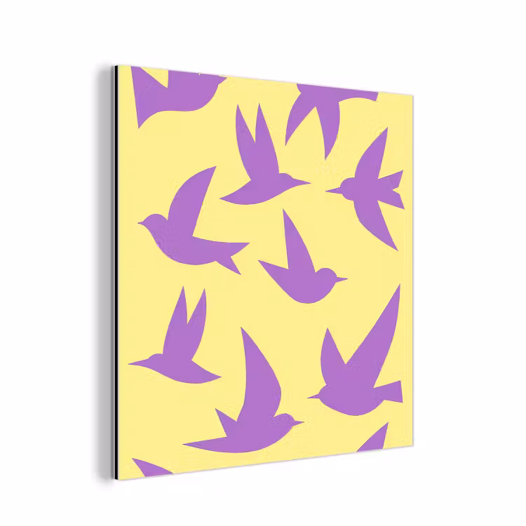 Aluminium schilderij - Vogels - Cirkel - Geel - Beweging — 1