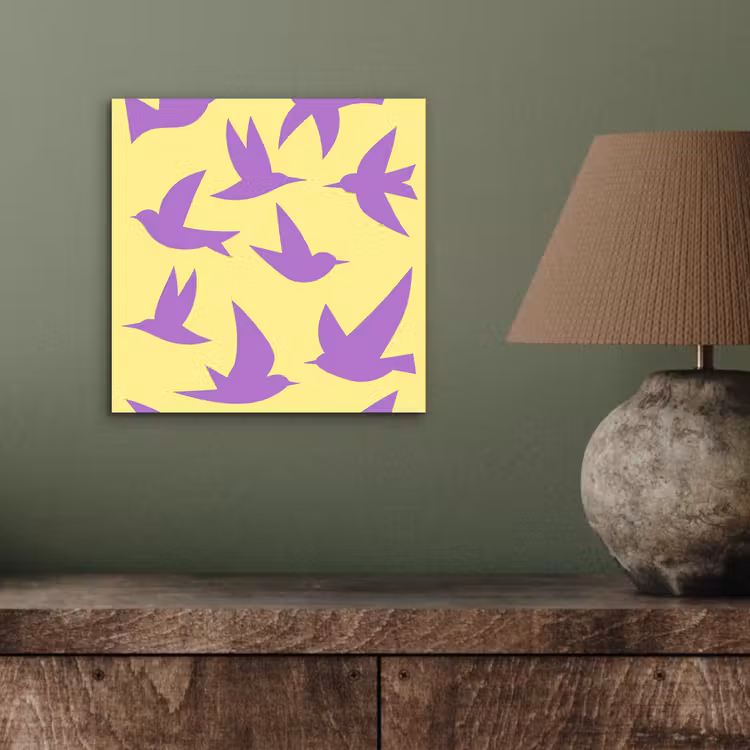 Aluminium schilderij - Vogels - Cirkel - Geel - Beweging — 3