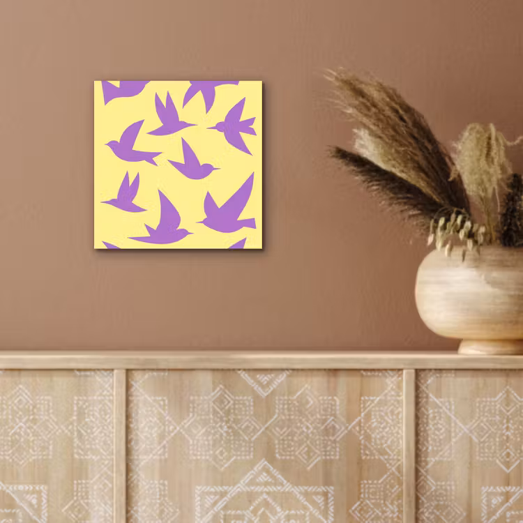 Aluminium schilderij - Vogels - Cirkel - Geel - Beweging — 5