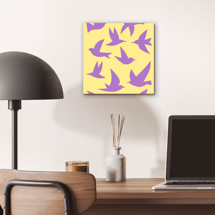 Aluminium schilderij - Vogels - Cirkel - Geel - Beweging — 6