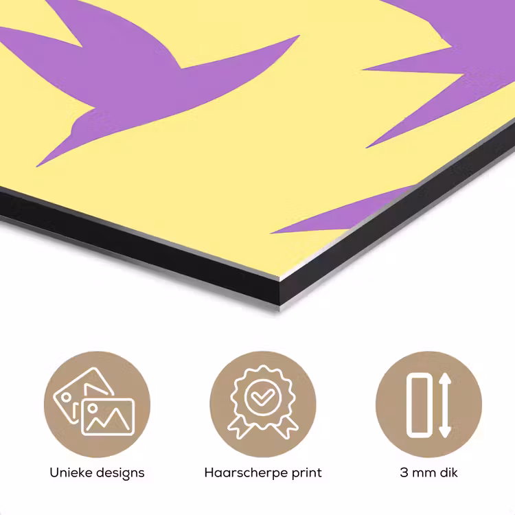 Aluminium schilderij - Vogels - Cirkel - Geel - Beweging — 7