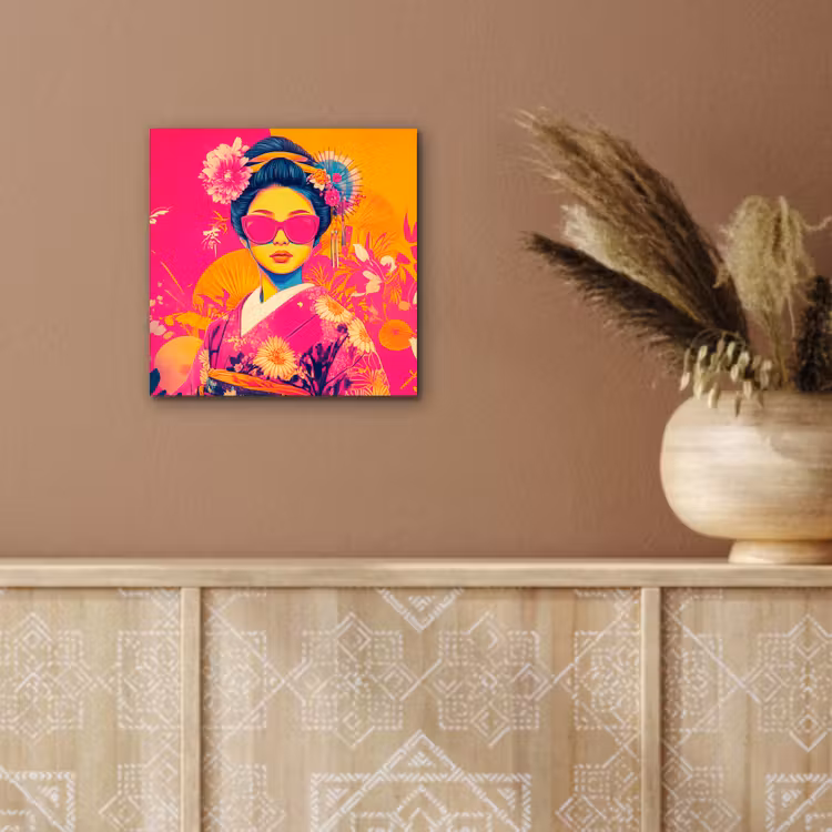 Aluminium schilderij - Vrouw - Zonnebril - Abstract - Oranje — 5