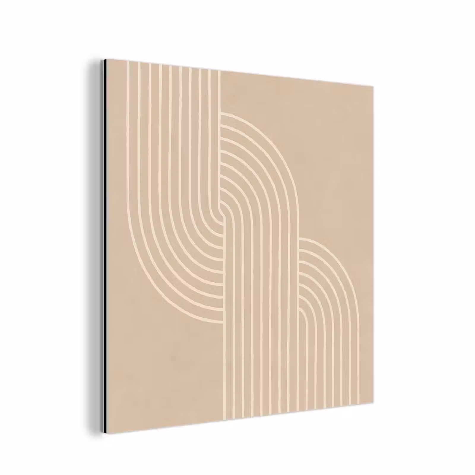 Aluminium schilderij - Parallelle lijnen - Lichte textuur - Beige — 1