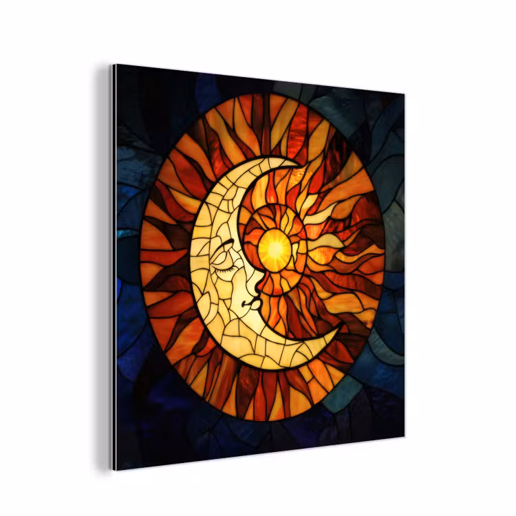 Aluminium schilderij - Mozaïek - Glas - Maan - Donkerblauw — 1