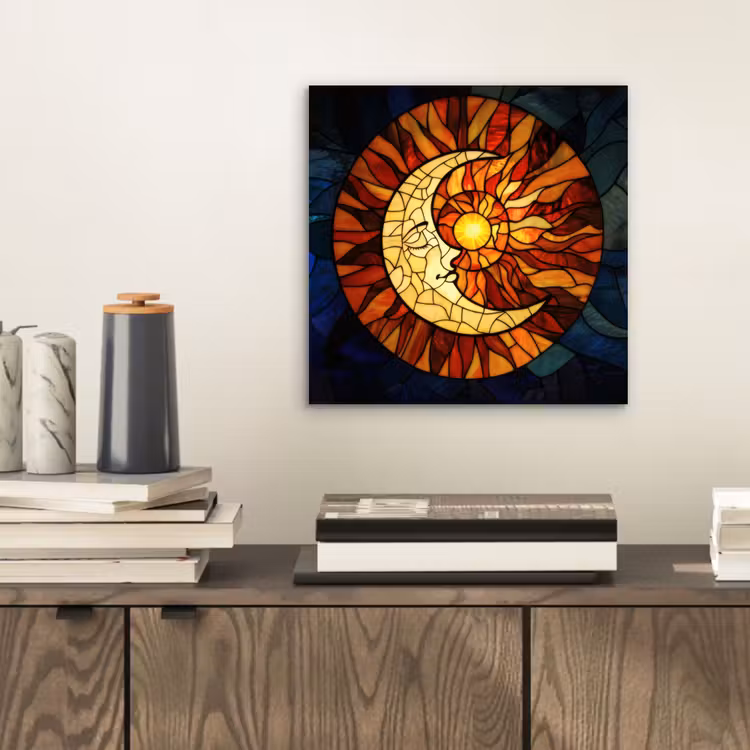 Aluminium schilderij - Mozaïek - Glas - Maan - Donkerblauw — 2