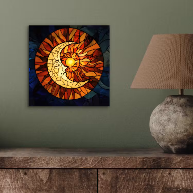 Aluminium schilderij - Mozaïek - Glas - Maan - Donkerblauw — 3