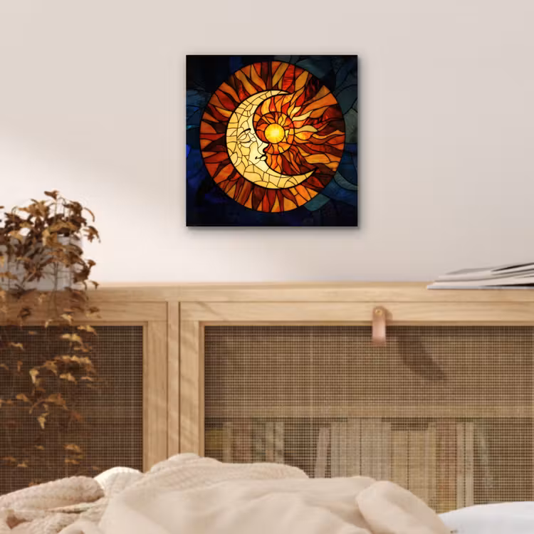 Aluminium schilderij - Mozaïek - Glas - Maan - Donkerblauw — 4