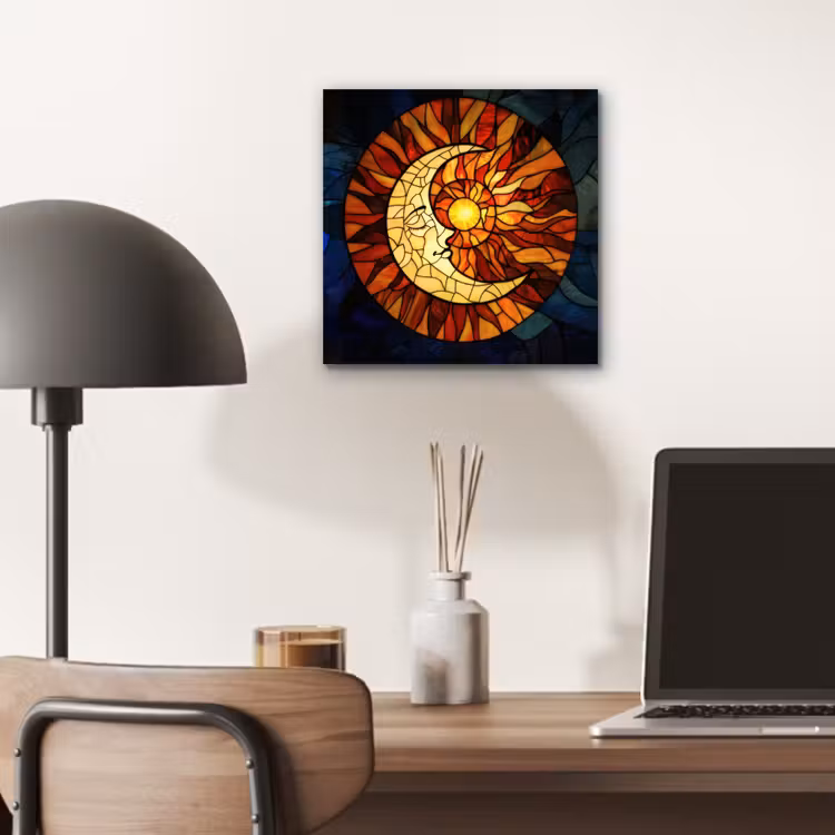 Aluminium schilderij - Mozaïek - Glas - Maan - Donkerblauw — 6