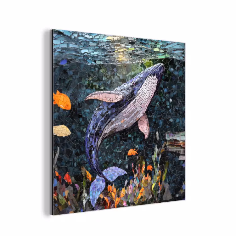 Aluminium schilderij - Mozaïek - Walvis - Koraal - Water — 1