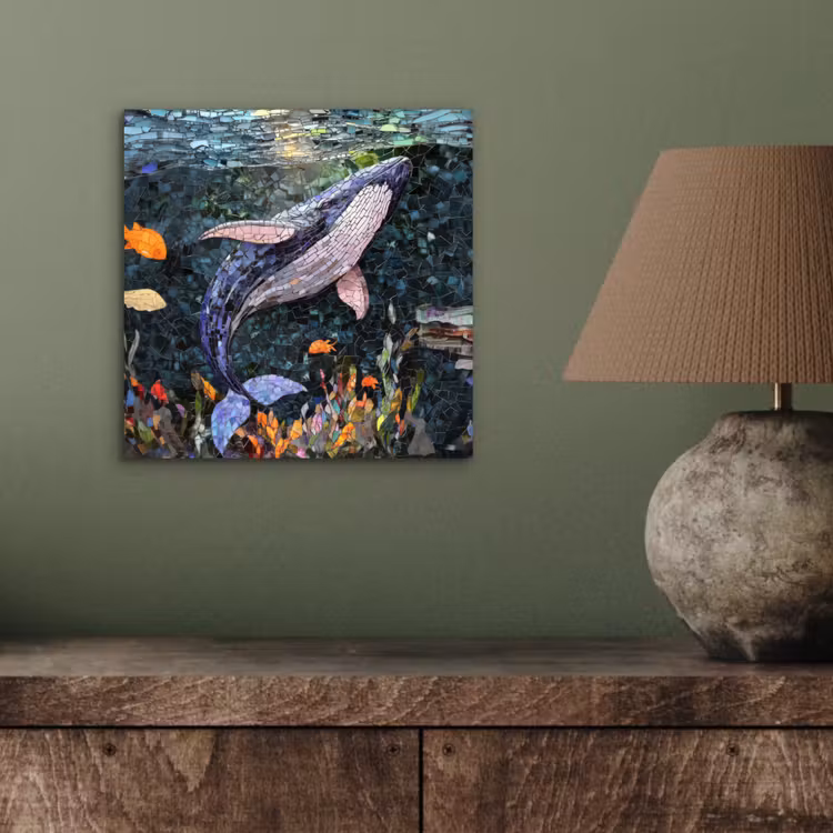 Aluminium schilderij - Mozaïek - Walvis - Koraal - Water — 3