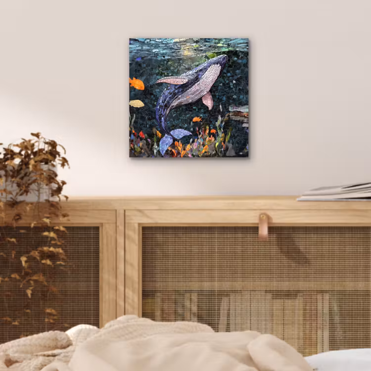 Aluminium schilderij - Mozaïek - Walvis - Koraal - Water — 4