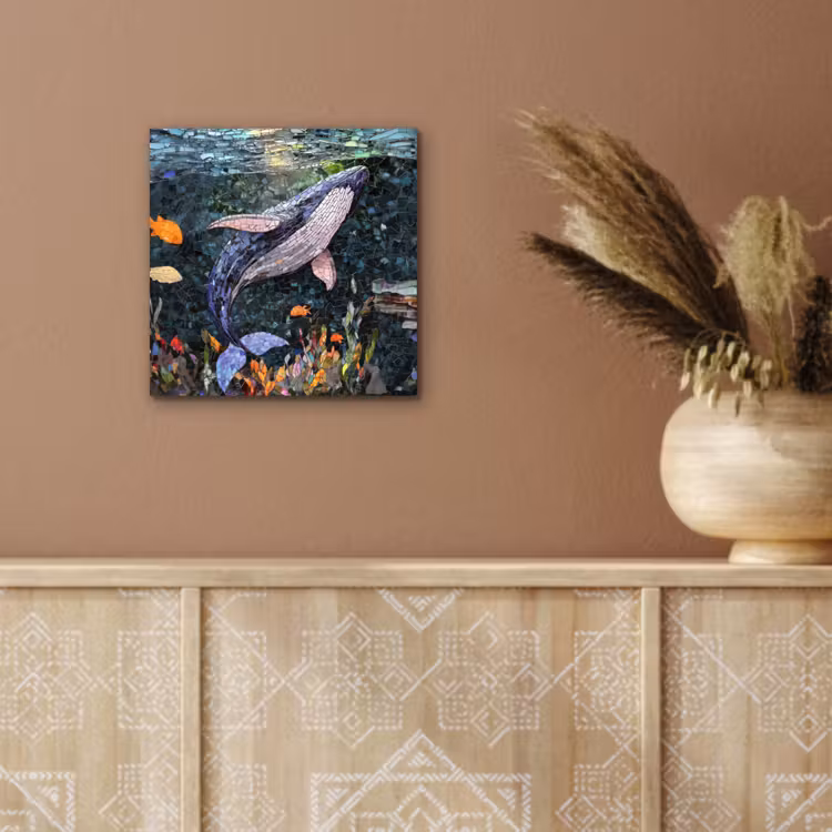 Aluminium schilderij - Mozaïek - Walvis - Koraal - Water — 5