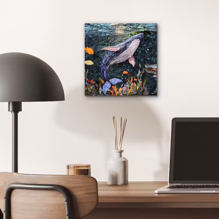 Aluminium schilderij - Mozaïek - Walvis - Koraal - Water — 6