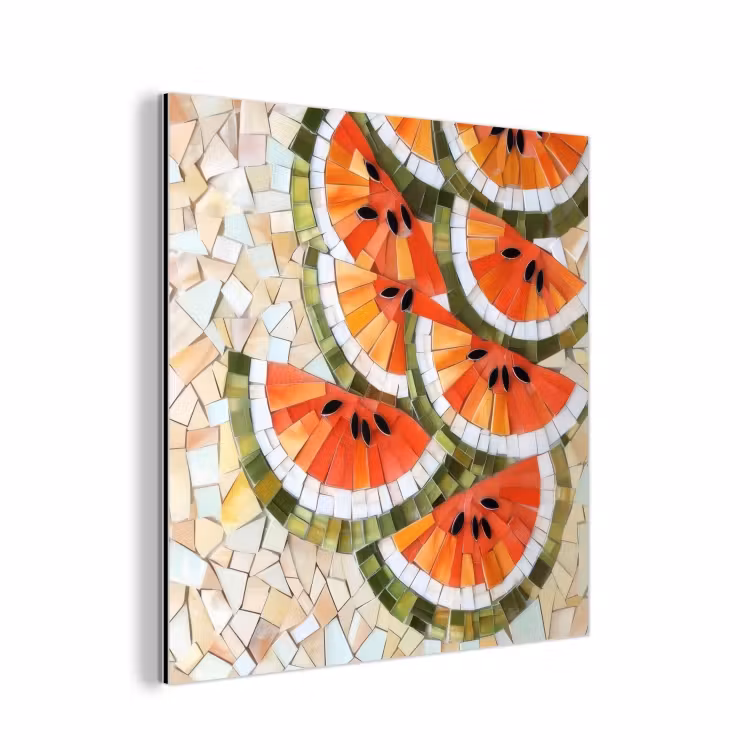 Aluminium schilderij - Mozaïek - Watermeloen - Rood - Pitten — 1