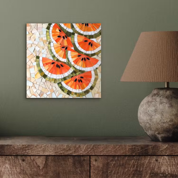 Aluminium schilderij - Mozaïek - Watermeloen - Rood - Pitten — 3
