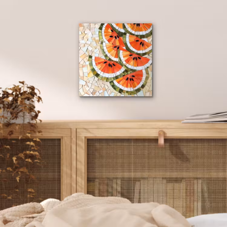 Aluminium schilderij - Mozaïek - Watermeloen - Rood - Pitten — 4