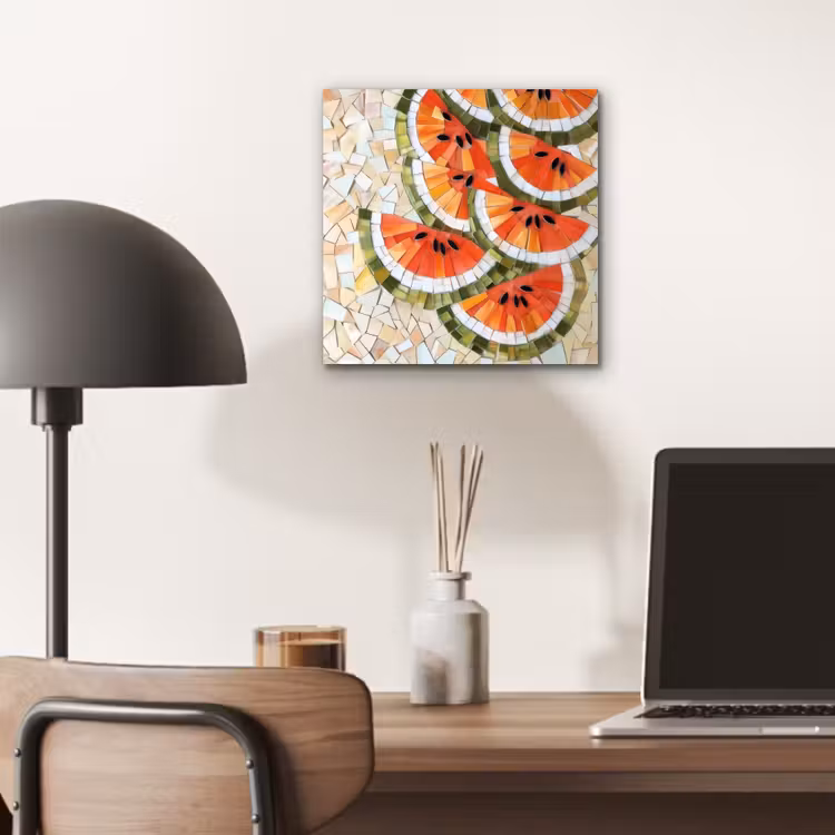 Aluminium schilderij - Mozaïek - Watermeloen - Rood - Pitten — 6