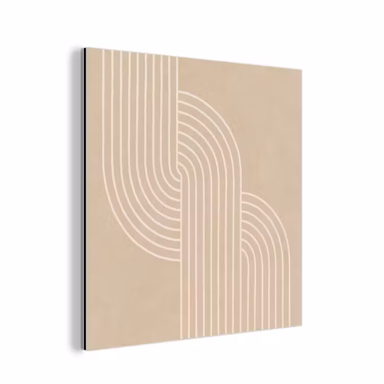 Aluminium schilderij - Parallelle lijnen - Lichte textuur - Beige — 1