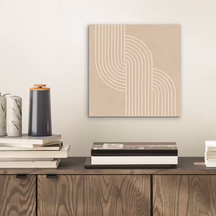 Aluminium schilderij - Parallelle lijnen - Lichte textuur - Beige — 2