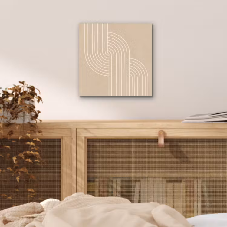 Aluminium schilderij - Parallelle lijnen - Lichte textuur - Beige — 4