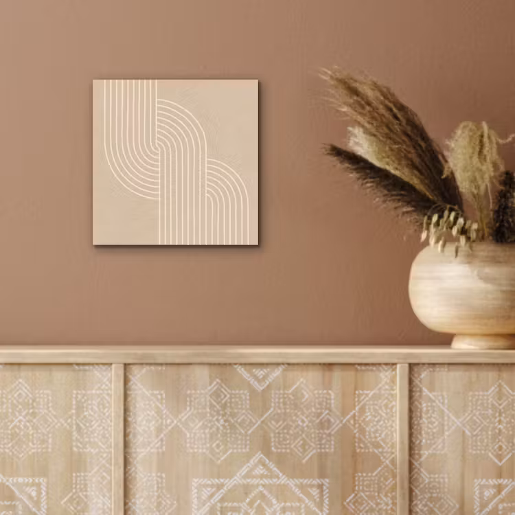 Aluminium schilderij - Parallelle lijnen - Lichte textuur - Beige — 5