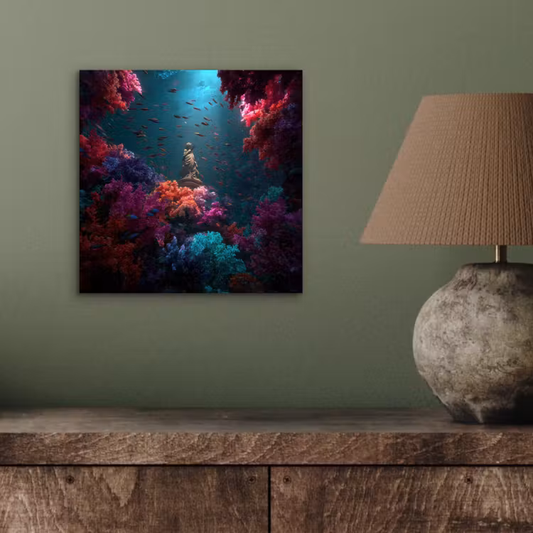 Aluminium schilderij - Standbeeld - Zeebodem - Koraal - Kleurrijk — 3