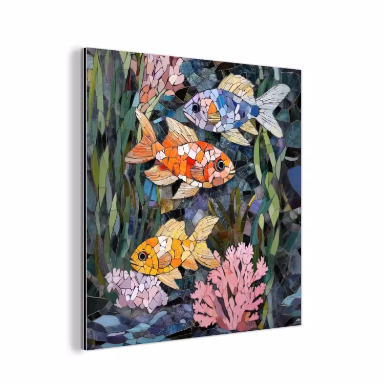 Aluminium schilderij - Vissen - Koraal - Zee - Mozaïek — 1