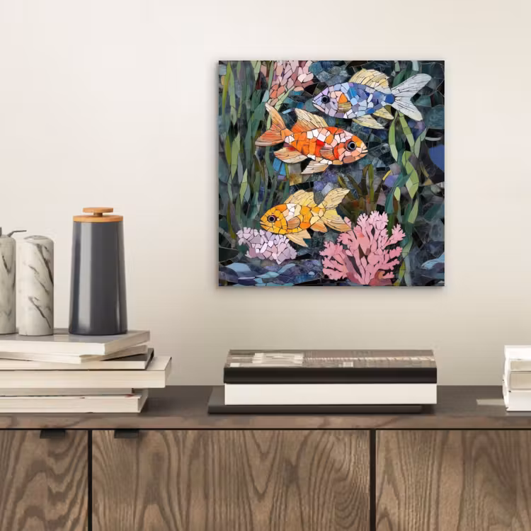 Aluminium schilderij - Vissen - Koraal - Zee - Mozaïek — 2