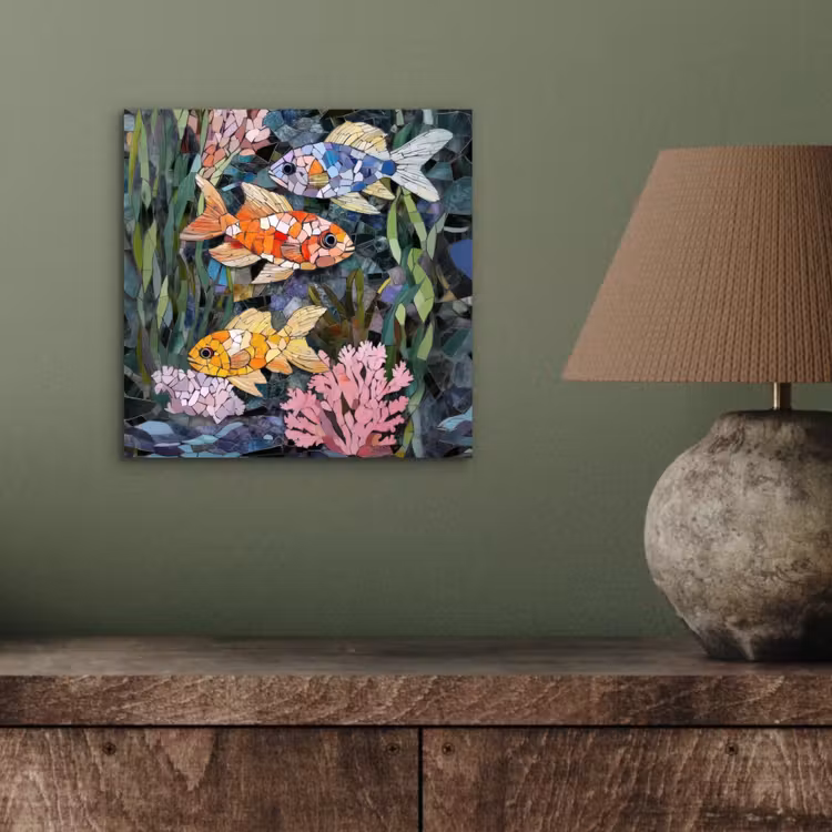 Aluminium schilderij - Vissen - Koraal - Zee - Mozaïek — 3