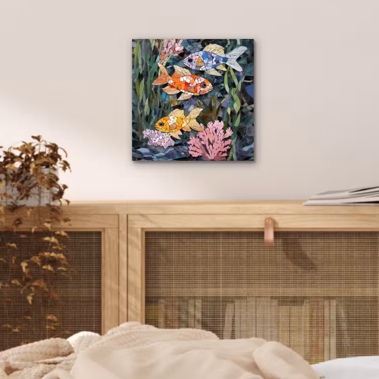 Aluminium schilderij - Vissen - Koraal - Zee - Mozaïek — 4