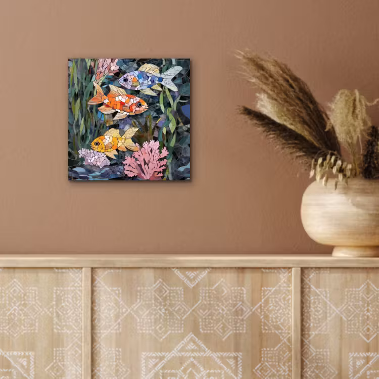 Aluminium schilderij - Vissen - Koraal - Zee - Mozaïek — 5