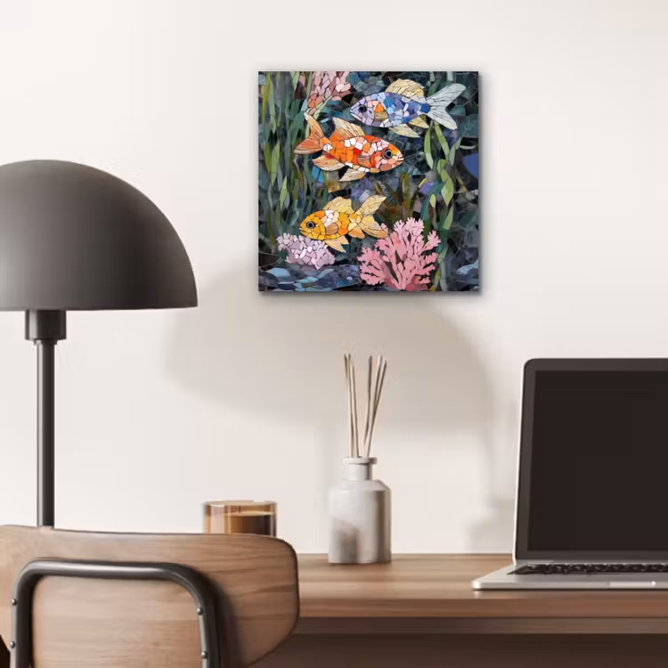 Aluminium schilderij - Vissen - Koraal - Zee - Mozaïek — 6