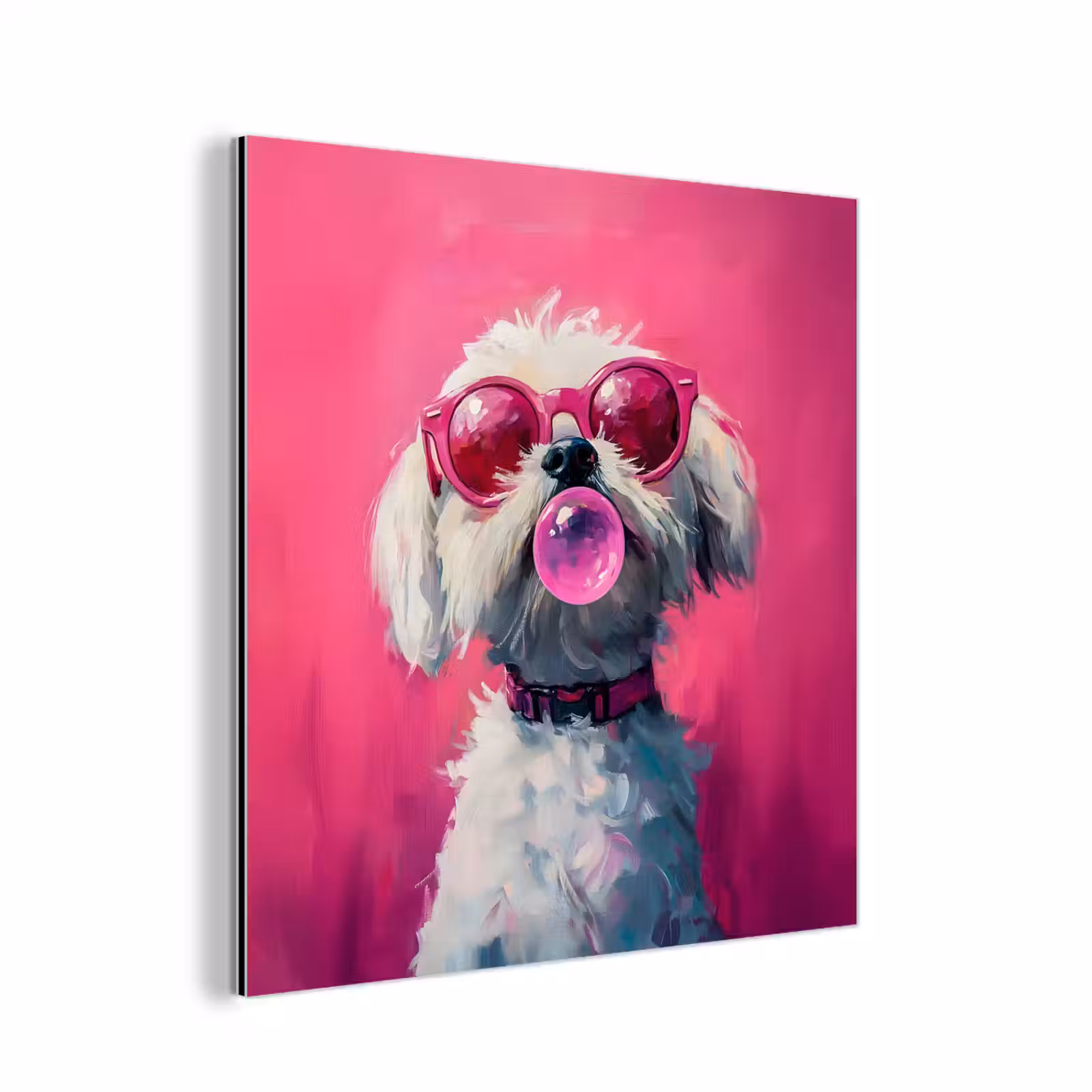 Aluminium schilderij - Pink - Hond - Bubbel — 1