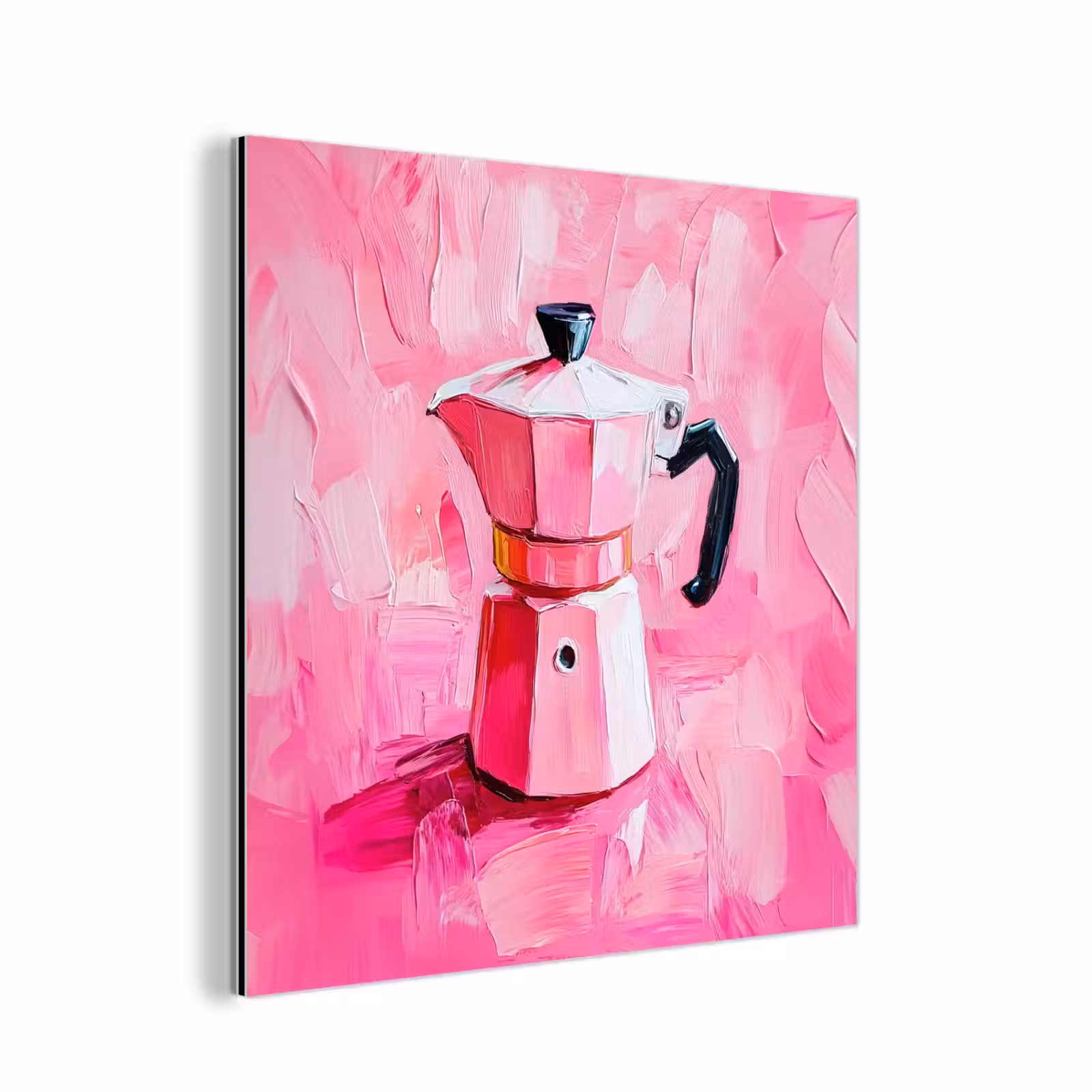 Aluminium schilderij - Roze - Verf - Coffee — 1