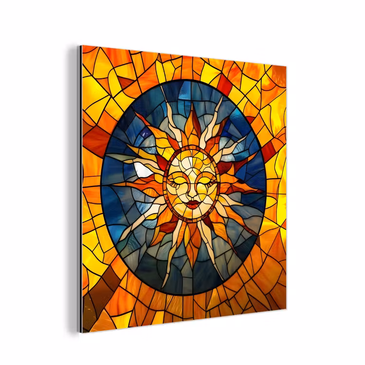 Aluminium schilderij - Mozaïek - Zon - Geel - Cirkel — 1