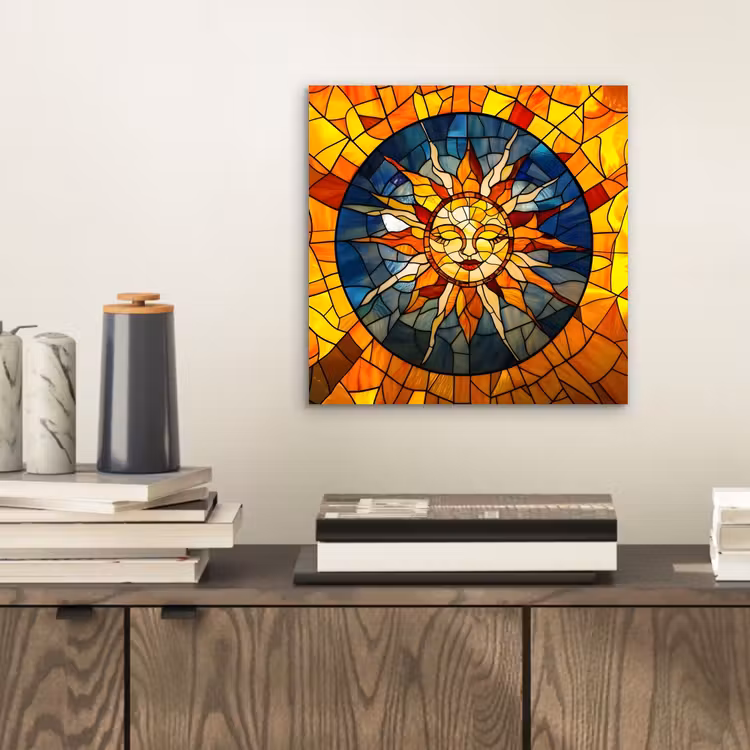 Aluminium schilderij - Mozaïek - Zon - Geel - Cirkel — 2