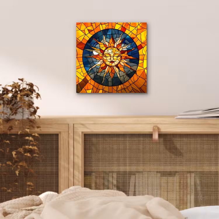 Aluminium schilderij - Mozaïek - Zon - Geel - Cirkel — 4