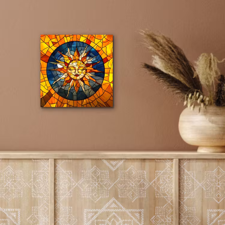 Aluminium schilderij - Mozaïek - Zon - Geel - Cirkel — 5