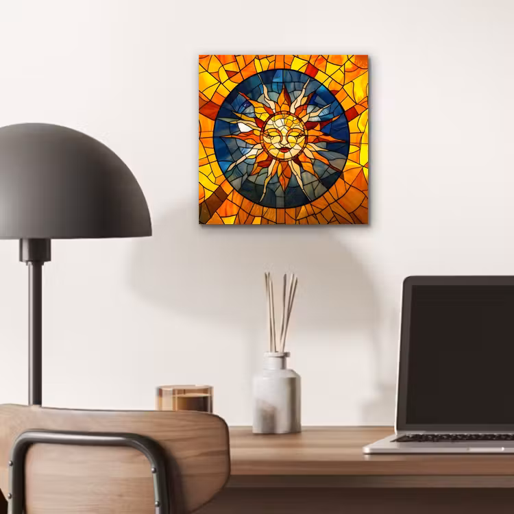 Aluminium schilderij - Mozaïek - Zon - Geel - Cirkel — 6