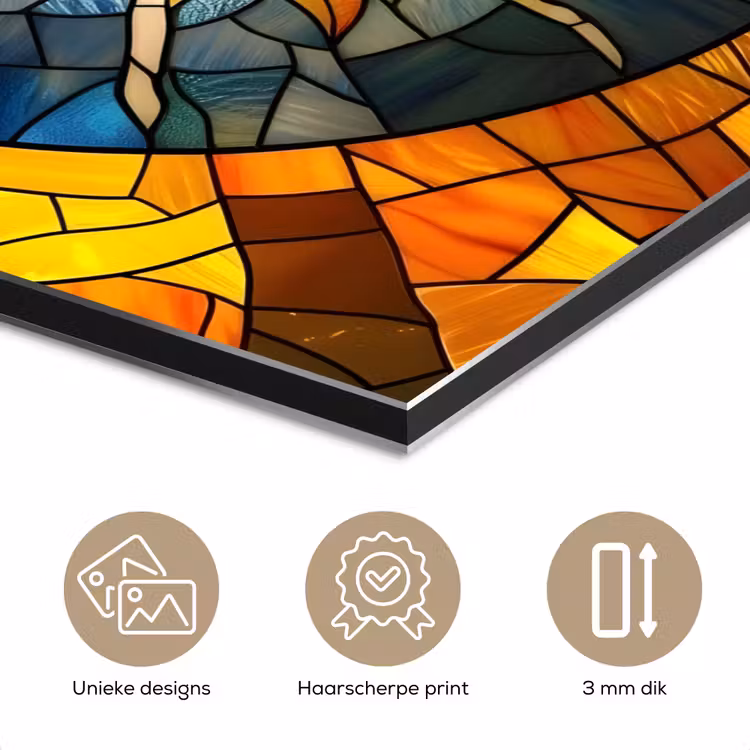 Aluminium schilderij - Mozaïek - Zon - Geel - Cirkel — 7