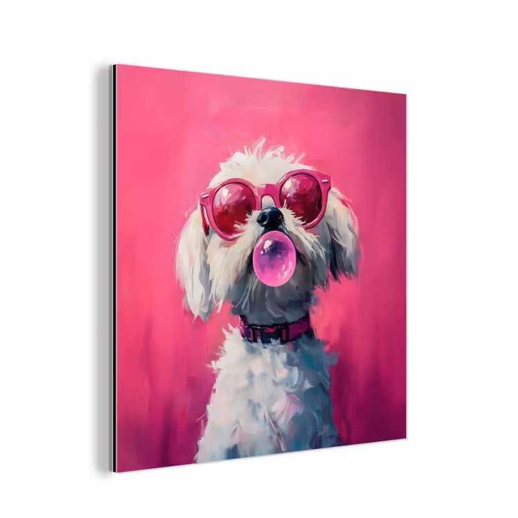 Aluminium schilderij - Pink - Hond - Bubbel — 1