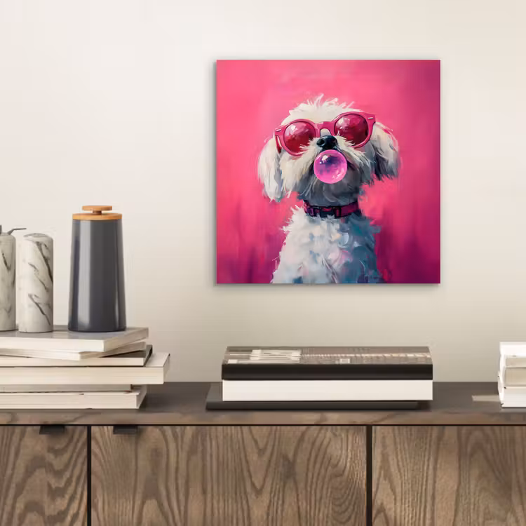 Aluminium schilderij - Pink - Hond - Bubbel — 2