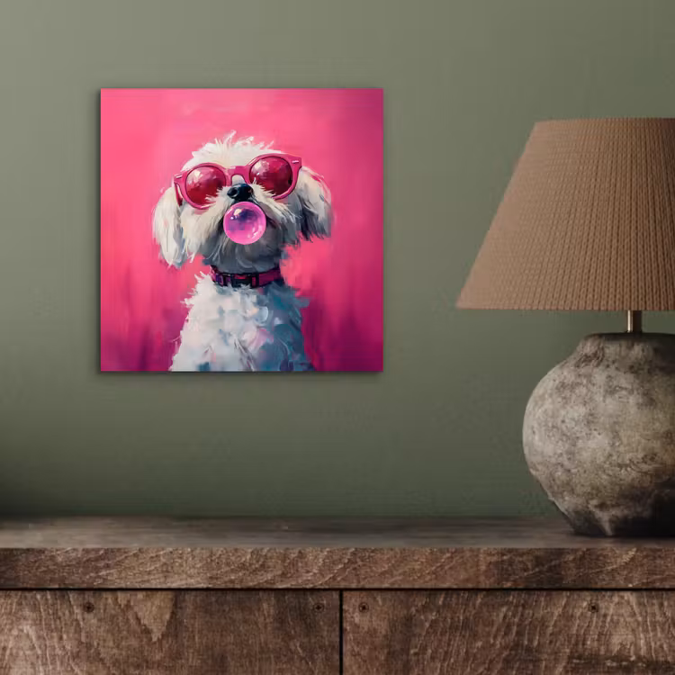 Aluminium schilderij - Pink - Hond - Bubbel — 3