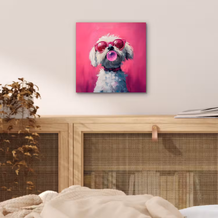 Aluminium schilderij - Pink - Hond - Bubbel — 4