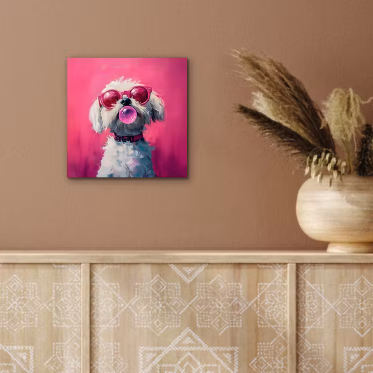 Aluminium schilderij - Pink - Hond - Bubbel — 5