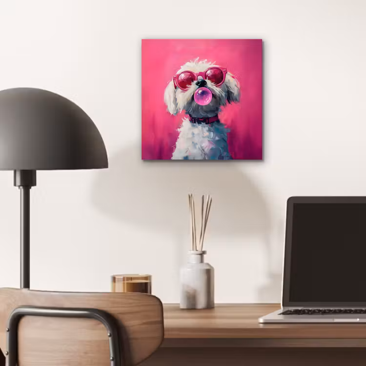 Aluminium schilderij - Pink - Hond - Bubbel — 6