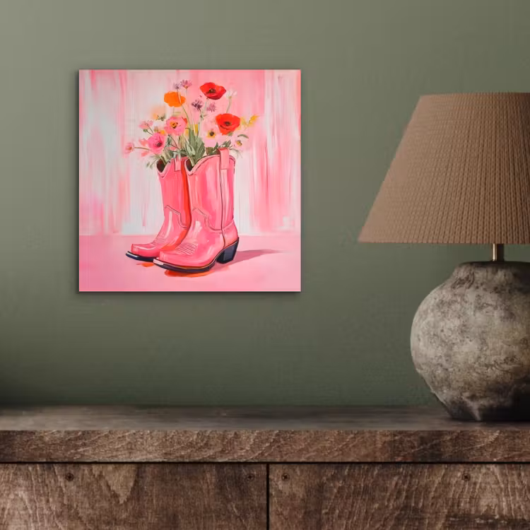 Aluminium schilderij - Roze - Bloemen - Cowboy — 3