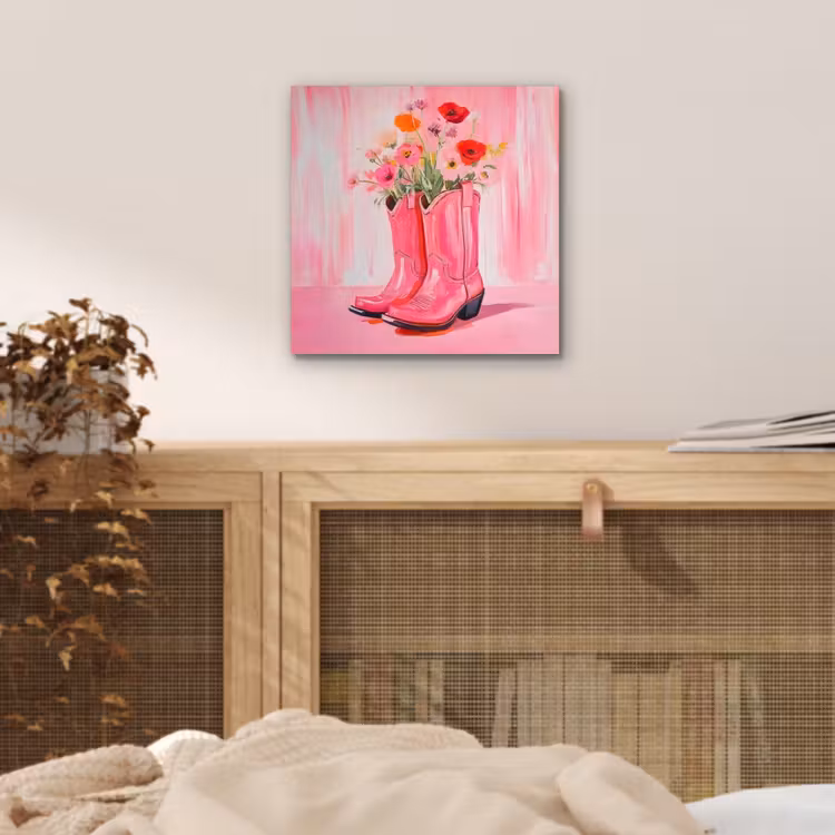 Aluminium schilderij - Roze - Bloemen - Cowboy — 4